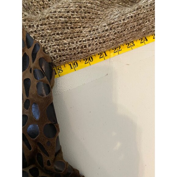 Nicole Sabbattini Button Knit Cardigan Jacket Faux Fur Collar Leopard Accent Med - Picture 8 of 9